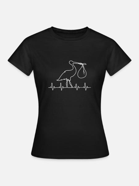 Gift idea for midwife - stork with heart - Women's T-Shirt - black