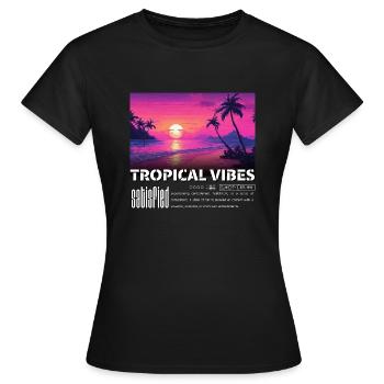 Tropical Vibes Satisfied - Women's T-Shirt - black - Front - AI Model Female 172 dark (172cm)