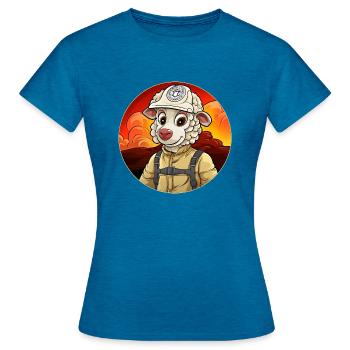 Moutons de pompiers - T-shirt Femme - bleu saphir antique chiné - Devant - AI Model Female 172 dark (172cm)