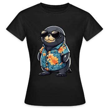 phoque animal drôle d’été - T-shirt Femme - noir - Devant - AI Model Female 172 dark (172cm)