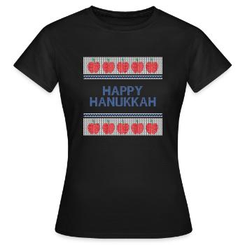 Ugly Hanukkah, Chanukkah, Lichterfest, Geschenk - Frauen T-Shirt - Schwarz - Vorne - AI Model Female 172 dark (172cm)