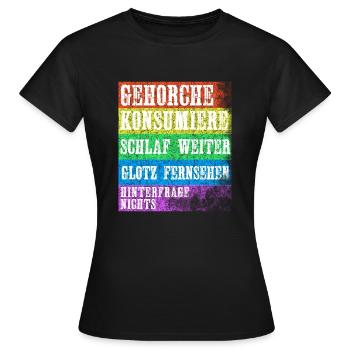 gehorche konsumiere schlaf weiter - Frauen T-Shirt - Schwarz - Vorne - AI Model Female 172 dark (172cm)