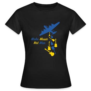 Faites de la musique pas la guerre, Ukraine Russie Bombe atomique - T-shirt Femme - noir - Devant - AI Model Female 172 dark (172cm)
