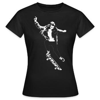 Skate Girl Kickflip Street Art - T-shirt Femme - noir - Devant - AI Model Female 172 dark (172cm)