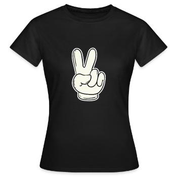 Signe de la main victoire et paix - T-shirt Femme - noir - Devant - AI Model Female 172 dark (172cm)