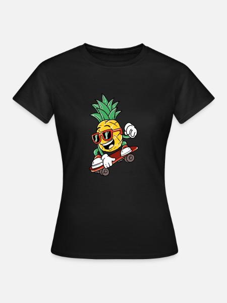 Cool pineapple is skateboarding - Women's T-Shirt - black