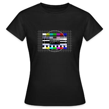 DDR Testbild zum Mauerfall mit Datum 09.11.1989 - Frauen T-Shirt - Schwarz - Vorne - AI Model Female 172 dark (172cm)