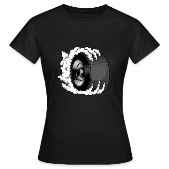 Donner des pneus en caoutchouc à la combustion automatique - T-shirt Femme - noir - Devant - AI Model Female 172 dark (172cm)