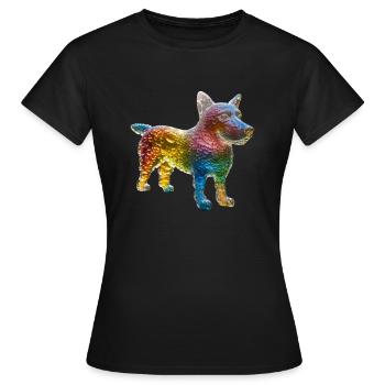 Ein Hund aus farbigen Wassertropfen - Frauen T-Shirt - Schwarz - Vorne - AI Model Female 172 dark (172cm)