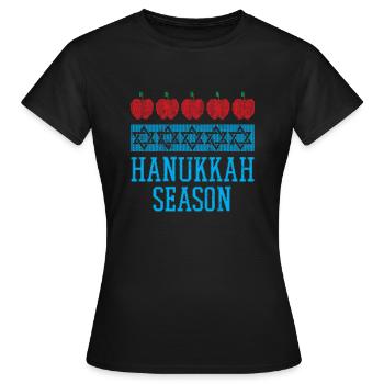 Ugly Hanukkah, Chanukkah, Lichterfest, Geschenk - Frauen T-Shirt - Schwarz - Vorne - AI Model Female 172 dark (172cm)