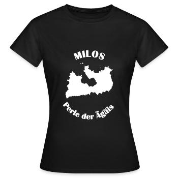Milos - Perle der Ägäis Griechenland Souvenir - Frauen T-Shirt - Schwarz - Vorne - AI Model Female 172 dark (172cm)
