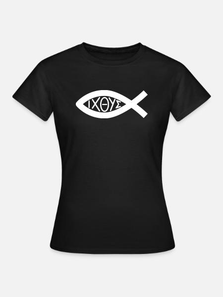 Fisch Symbol Christen - Kirche - Glauben - T-shirt dam - svart
