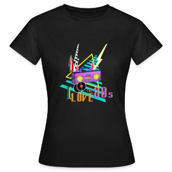 J'adore les années 80 j'aime la fête des années 80 stéréo - T-shirt Femme - noir - Devant - AI Model Female 172 dark (172cm)
