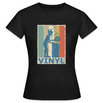 Retro Vintage Style DJ Deejee Vinyl Schallplatte - Frauen T-Shirt - Schwarz - Vorne - AI Model Female 172 dark (172cm)