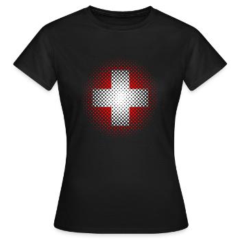 Schweiz Flagge Punkte Heimatland - Frauen T-Shirt - Schwarz - Vorne - AI Model Female 172 dark (172cm)