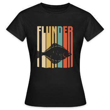 Retro Plattfisch Angeln Flunder Fisch für Angler - Frauen T-Shirt - Schwarz - Vorne - AI Model Female 172 dark (172cm)