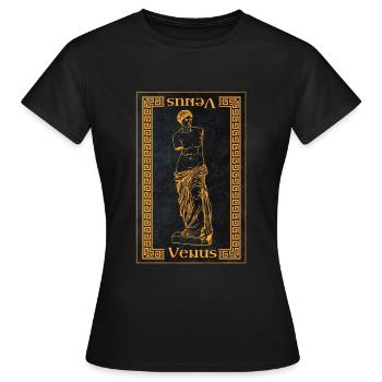 Venus Goddess of Love and Beauty Greek M - Women's T-Shirt - black - Front - AI Model Female 172 dark (172cm)