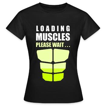 Muscles de chargement s’il vous plaît attendre - T-shirt Femme - noir - Devant - AI Model Female 172 dark (172cm)