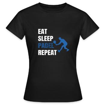 Schlafpadel Essen wiederholen - Frauen T-Shirt - Schwarz - Vorne - AI Model Female 172 dark (172cm)