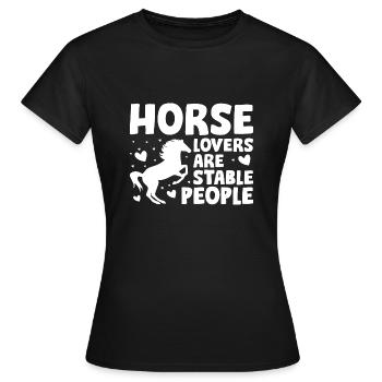 Horse Lovers Are Stable People - Women's T-Shirt - black - Front - AI Model Female 172 dark (172cm)