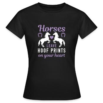 Horses Leave Hoof Prints On Your Heart - Women's T-Shirt - black - Front - AI Model Female 172 dark (172cm)
