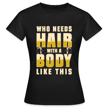 calvitie, assiette, perte de cheveux, coupe de cheveux - T-shirt Femme - noir - Devant - AI Model Female 172 dark (172cm)