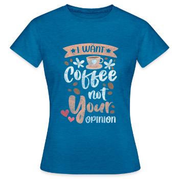 Morning grouch espresso motivation - Women's T-Shirt - antique blue sapphire heather - Front - AI Model Female 172 dark (172cm)