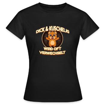 Dick und Kuschelig - Frauen T-Shirt - Schwarz - Vorne - AI Model Female 172 dark (172cm)