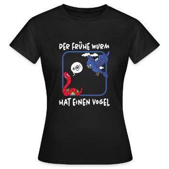 Frueh Wurm Vogel - Frauen T-Shirt - Schwarz - Vorne - AI Model Female 172 dark (172cm)