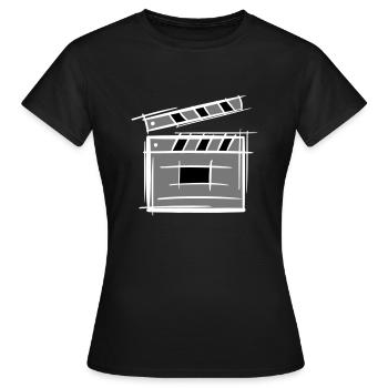 Filmklappe. Regisseur. Filmproduzent. Filmemacher. - Frauen T-Shirt - Schwarz - Vorne - AI Model Female 172 dark (172cm)