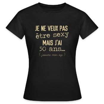 Anniversaire 50 ans - T-shirt Femme - noir - Devant - AI Model Female 172 dark (172cm)