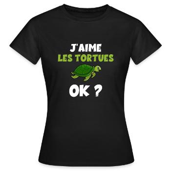 J'Aime Les Tortue Humour Animaux De Compagnie - T-shirt Femme - noir - Devant - AI Model Female 172 dark (172cm)