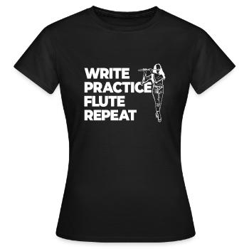 Pratiquer l’écriture, répéter la flûte - T-shirt Femme - noir - Devant - AI Model Female 172 dark (172cm)