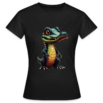 Baby Krokodil Alligator Kroko - Frauen T-Shirt - Schwarz - Vorne - AI Model Female 172 dark (172cm)