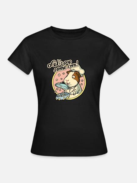 Guinea Pig Popcorn Cook - Women's T-Shirt - black