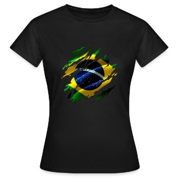 Brésil Drapeau Brésilien Look Used - T-shirt Femme - noir - Devant - AI Model Female 172 dark (172cm)