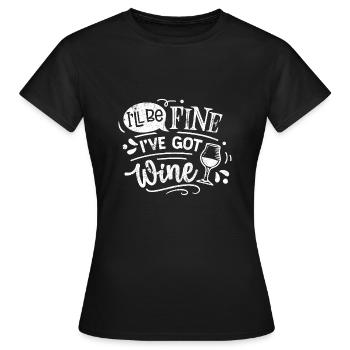 ICH HABE WEIN PARTIE ROTWEIN VINO SPRÜCHE MOTIVE - Frauen T-Shirt - Schwarz - Vorne - AI Model Female 172 dark (172cm)