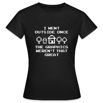 Ich ging einmal nach draußen - Frauen T-Shirt - Schwarz - Vorne - AI Model Female 172 dark (172cm)