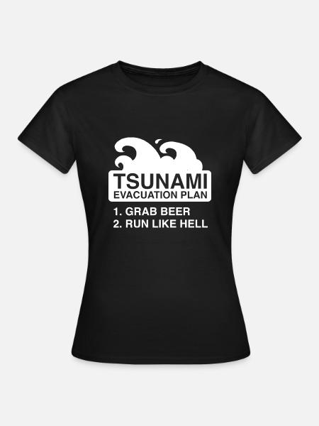 Tsunami-Evakuierungsplan - Frauen T-Shirt - Schwarz