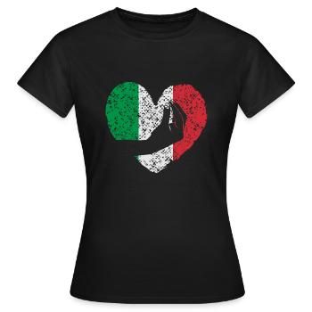 Italie. Geste de la main typiquement italien avec le cœur. - T-shirt Femme - noir - Devant - AI Model Female 172 dark (172cm)
