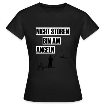 Angeln - Frauen T-Shirt - Schwarz - Vorne - AI Model Female 172 dark (172cm)