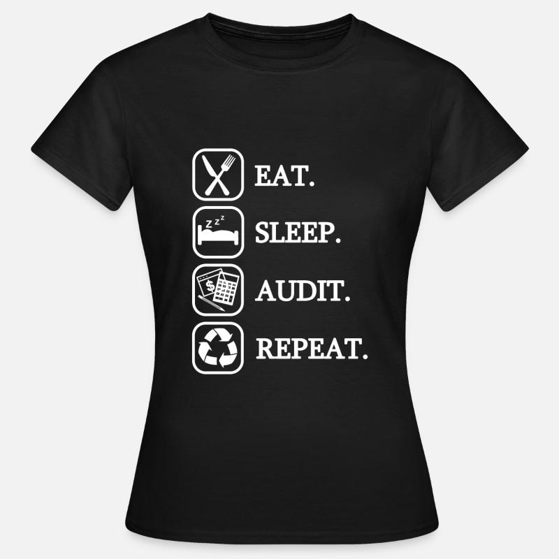 Eat Sleep Audit Répéter avec des pictrogrammes - T-shirt Femme - noir