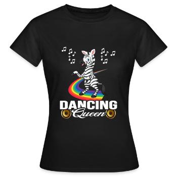 Danseur zèbre dansant dans l’arc-en-ciel - T-shirt Femme - noir - Devant - AI Model Female 172 dark (172cm)
