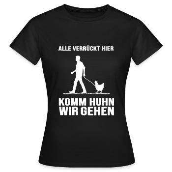 hühner hühnerleben "verrücktes huhn" - Frauen T-Shirt - Schwarz - Vorne - AI Model Female 172 dark (172cm)