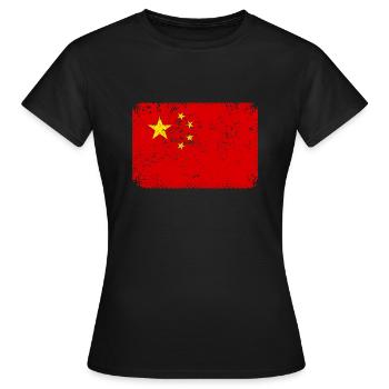 Chine Drapeau Vintage Asiatique Drapeau Chinois - T-shirt Femme - noir - Devant - AI Model Female 172 dark (172cm)