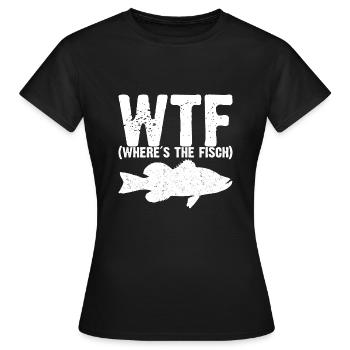 WTF - where´s the fisch - Frauen T-Shirt - Schwarz - Vorne - AI Model Female 172 dark (172cm)
