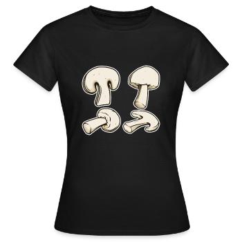 Champignon Kostüm Pilz Klamotten Karneval Pilze - Frauen T-Shirt - Schwarz - Vorne - AI Model Female 172 dark (172cm)