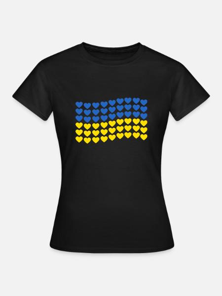 Ukraine Flagge Herzen Ukrainische Fahne Kiew - Dame-T-shirt - sort