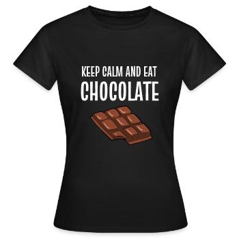 Calm and Eat calme et choco addict gift - T-shirt Femme - noir - Devant - AI Model Female 172 dark (172cm)