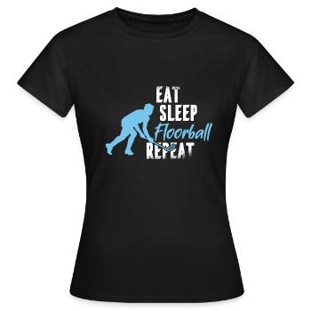 Manger Sleep Floorball Floor Ball Unihockey - T-shirt Femme - noir - Devant - AI Model Female 172 dark (172cm)